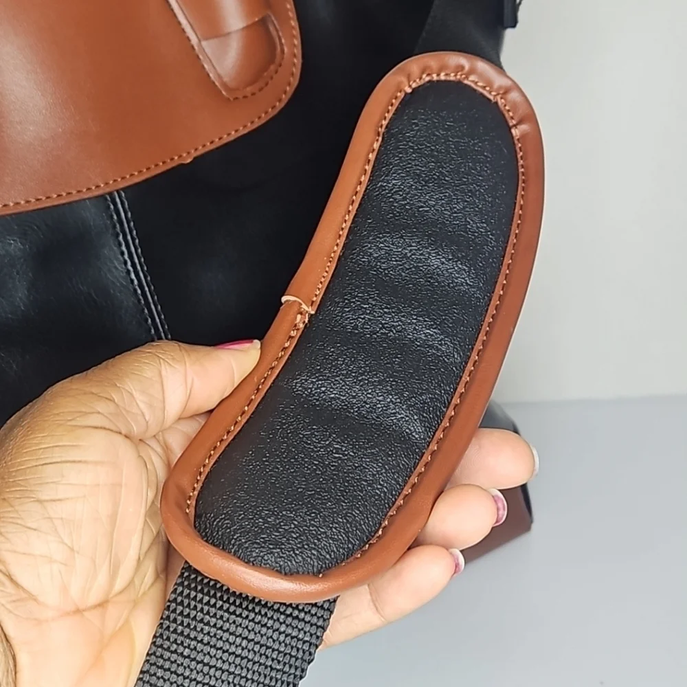 Black and Brown Leather Tote Bag